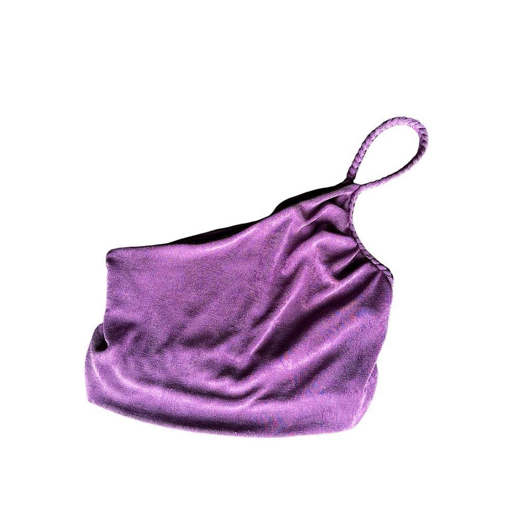 Forever 21 Purple Cropped Braided One Shoulder Top Large